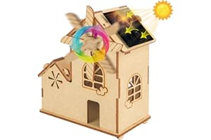 STEM Solar Windmill House Puzzle 丨3D Wooden Model Craft Kit,DIY Educational Science Building Toy & Renewable Energy Learning 