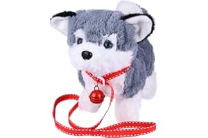 WorWoder Plush Alaska Toy Puppy Electronic Interactive Pet Dog - Walking, Barking, Tail Wagging, Stretching Companion Animal for Kids (Alaska Dog)
