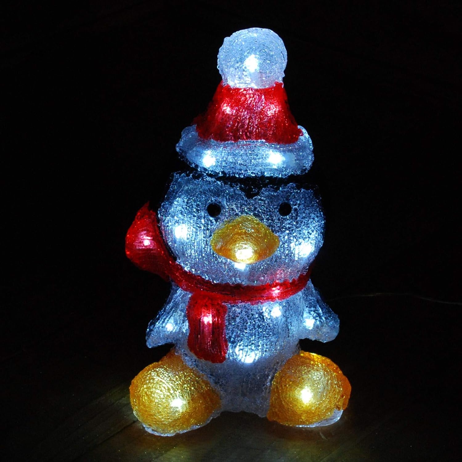 Premier Decorations LIGHT UP 32cm ACRYLIC Christmas PENGUIN Character