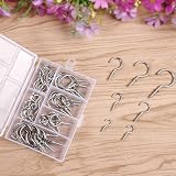 OWUDE 60Pcs Screw Hooks Cup Hooks Heavy Duty 7 Sizes Silver view 8