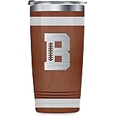 Onebttl Personalized Football Gifts for Teen Boys, Men, Coaches, 20oz Stainless Steel Tumbler with Laser Etched Initials for Football Players, Lovers - B
