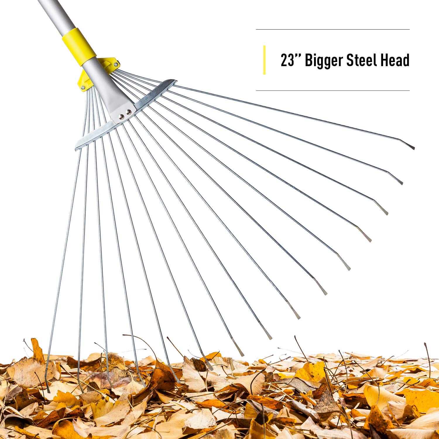 Adjustable Yard Rake for Leaves One Year Warranty Jardineer 63 inch