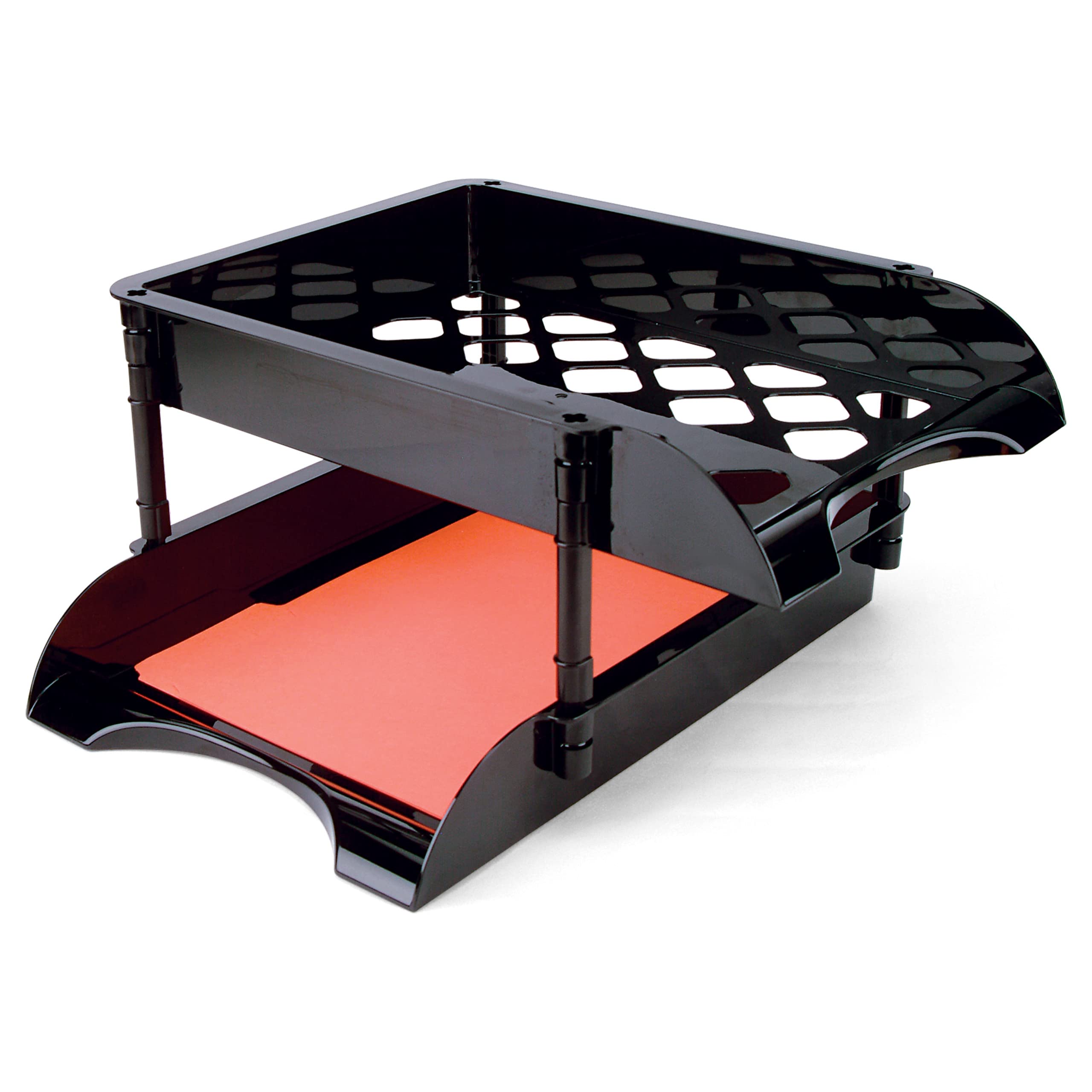 Officemate Unbreakable High Capacity Trays, Set of 2, Black (21072)