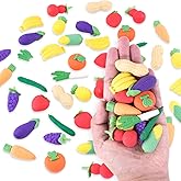 Super Z Outlet Colorful Mini Fruits & Vegetables Tiny Foods Miniature Pencil Erasers for Children Party Favors, Classroom Stu