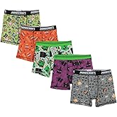 Bioworld Youth Boys Minecraft Boxer Brief Underwear 5-Pack - Pixelated Comfort for Gamers