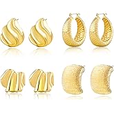 Gold Hoop Earrings for Women Set - 14K Gold Plated Thick Chunky Hoops
