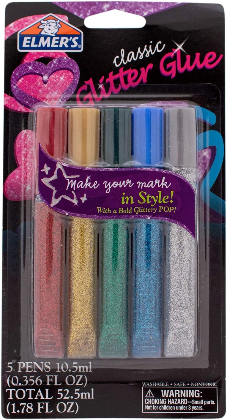 Canetas glitter 3D com 5 peças