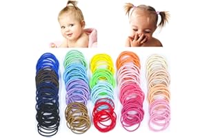 JUCCPUL Baby Hair Ties for Little Girls 200PCS Small Hair Bands No Damage Multicolor Nylon Hair Rubber Bands for Toddler Hair Ties Accessories