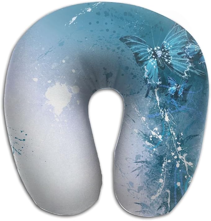 KIENGG Almohada Abstracta Azul Acuarela, Mariposas, Espuma