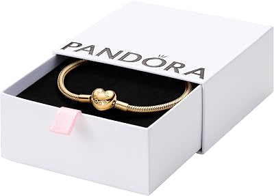 Moments Bracciale snake chain con chiusura a cuore in argento sterling con lega metallica placcata oro, compatibile Moments, misura: 18, 563050C00-18