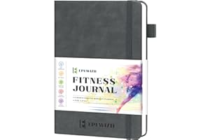 EPEWIZD Fitness Journal Hardcover Workout Planner 6- Month Undated Workout Log Book Home Gym Accessories for Women and Man-Gray