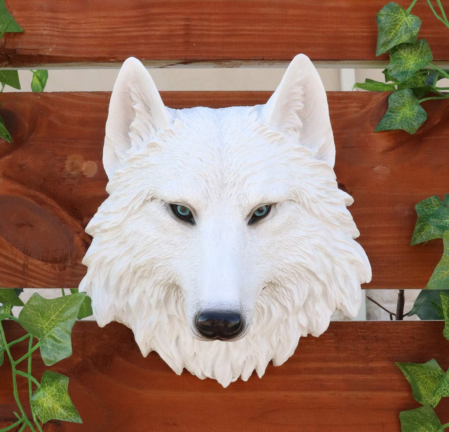 Ebros Ghost Albino Arctic Snow White Wolf Head Wall Decor Plaque 8.5"Tall Taxidermy Art Decor Sculpture Canis Lupus Hanging Bust Plaque Figurine
