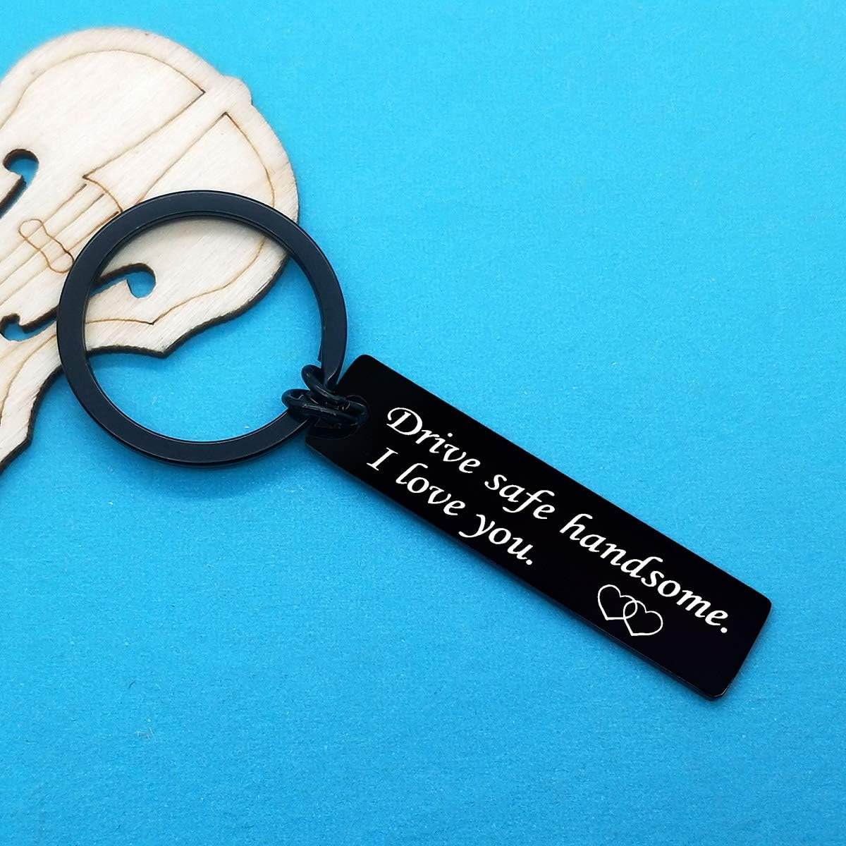 Huwujiu Valentines Day Gifts for Men Drive Safe Keyring for Him Drive Safe Handsome I Love You Keyring Gifts for Boyfriend Husband Son Fathers Day Christmas Birthday Gift Trucker Dad Gift - Image 5