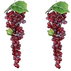 Bairdish 2pcs Red Lifelike Grape Artificial Grape