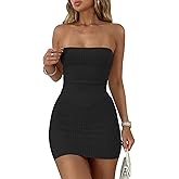 ANRABESS Women 2 Piece Skirt Sets Summer Strapless Crop Top Matching Bodycon Sexy Going Out Mini Club Dress Outfit Clothes
