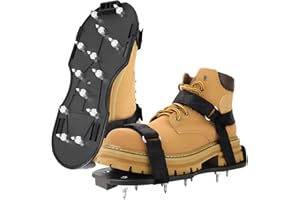 FIETODK Epoxy Floor Spiked Shoes Fully Assembled Gunite Spiked Shoes with 3/4" Short Spikes for Garage Floor Epoxy, Overlays, Cover Installation, 1 Pair (Black, Large Size)