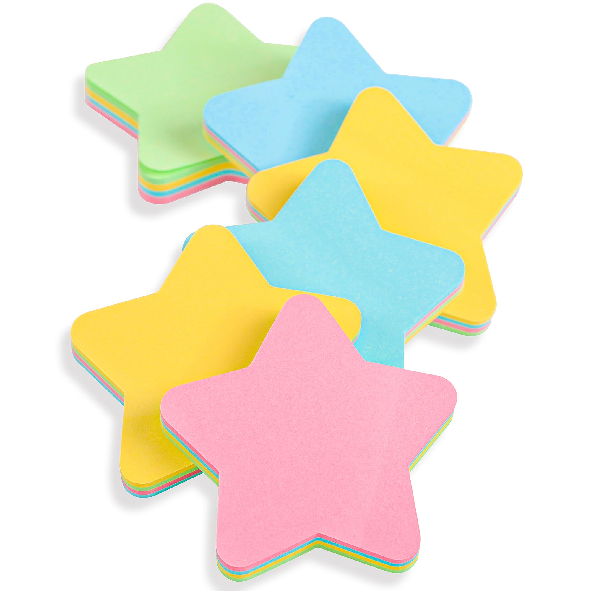 600 Sheets Sticky Notes - 6 Pack 70×70mm Star Shaped - 4 Mixed Colors Removable Self Stick Notes Pads Memo Cute Post for Office/Home/Kitchen/Baking/School Bulk Sale