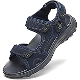 FLARUT Men's Athletic Sandals Sport Outdoor Hiking Sandals Open Toe Leather Walking Sandals Beach Water Shoes
