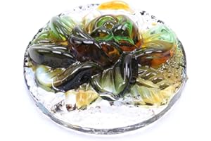 BIEYE 4PCS Rose Flower Round Glass Jewels for Stained Glass Project of Crafting Tiffany Style Window Hangings Lampshades (45mm, Colored Glaze)