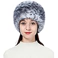 LA CARRIE Women's Faux Fur Hat for Winter with Stretch Cossack Russian Style White Warm Cap