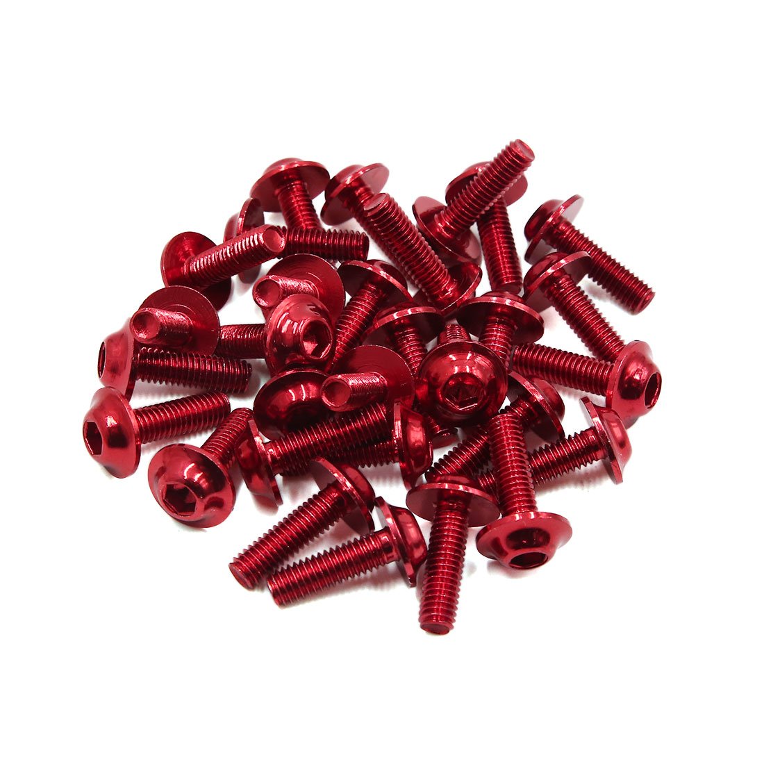 sourcingmap 30pcs Universal Red M6 X 20mm Motorcycle Metal Fairing Bolts Screws