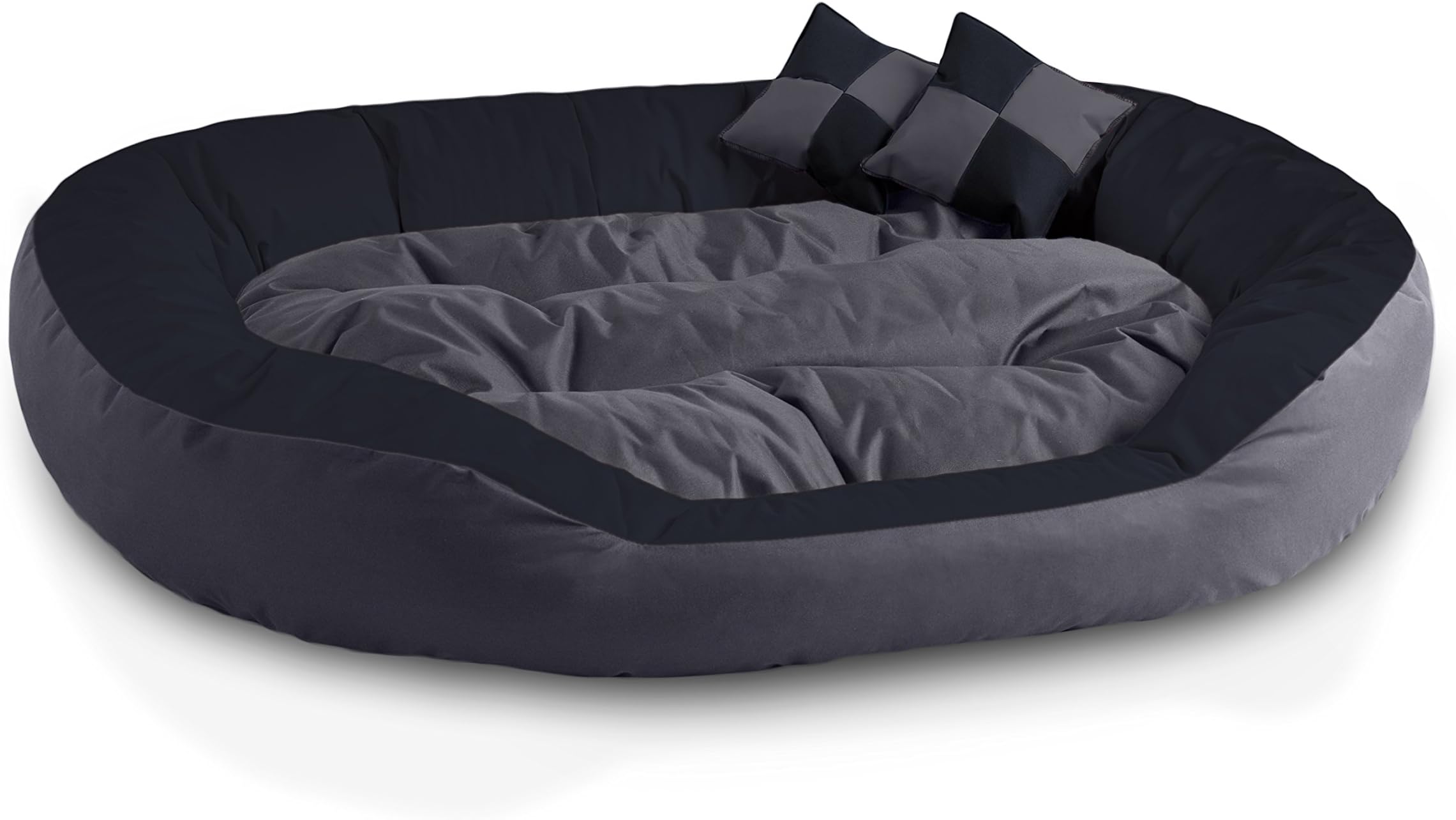 BedDog® 4in1 Bed for a dog SABA, 110x80 cm(43x31 inch), L till XXXL, 7 colours to choose, warm basket cushion, pillow, sofa, basket for a dog, anthracite/gray XXL