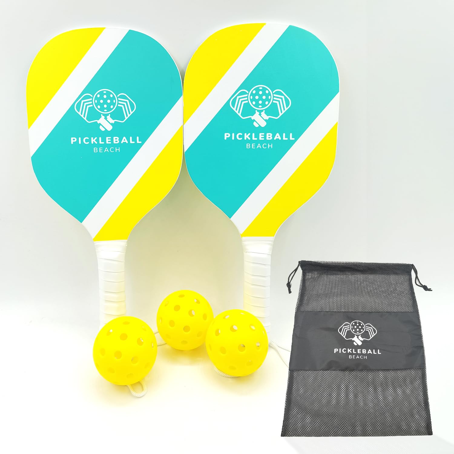 Set Pickleball Pro® | 2 Wooden Rackets + 3 Balls | Official Pickle Ball Kit with Carry Bag Included | Beach, Outdoor, Sport Game | Adult Games | 100% Fun | OriginalCorner®