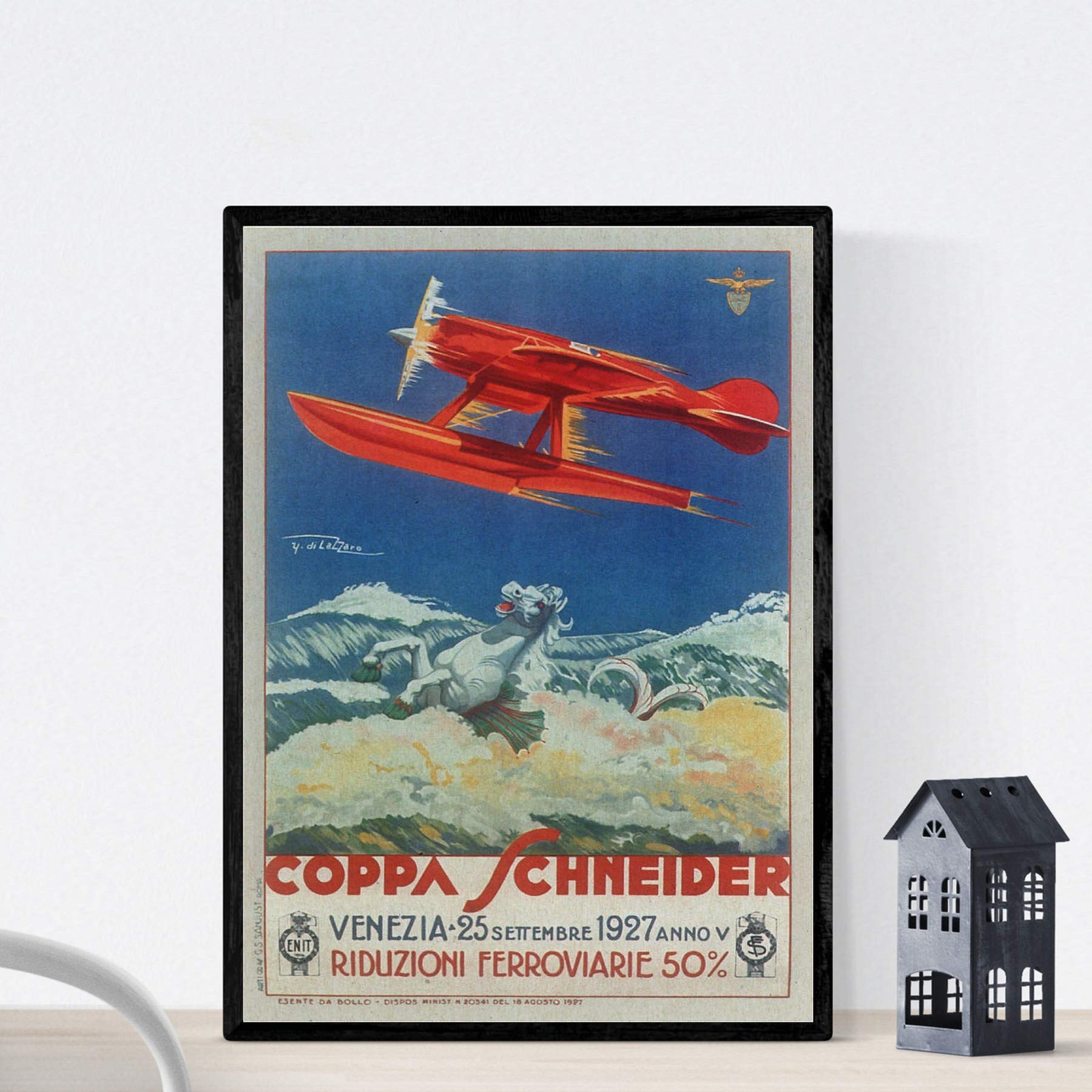 Nacnic Vintage Poster Vintage poster competition Venezia planes in 1927. Size A4
