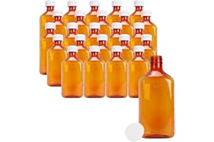 AMERICAN HEALTH SERVICE Generic Plastic Amber Oval Liquid Medicine Bottles, 8oz, (25 Count), Child Resistant Cap/Safety Lid, Pharmacy Prescription Dispensing Bottle
