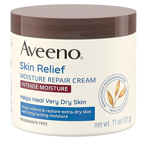 Aveeno Skin Relief Intense Moisture Repair Body Cream with Triple Oat & Shea Butter Formula, Helps Relieve & Restore Extra-Dry Skin with Long-Lasting Moisture, Fragrance-Free, 11 oz