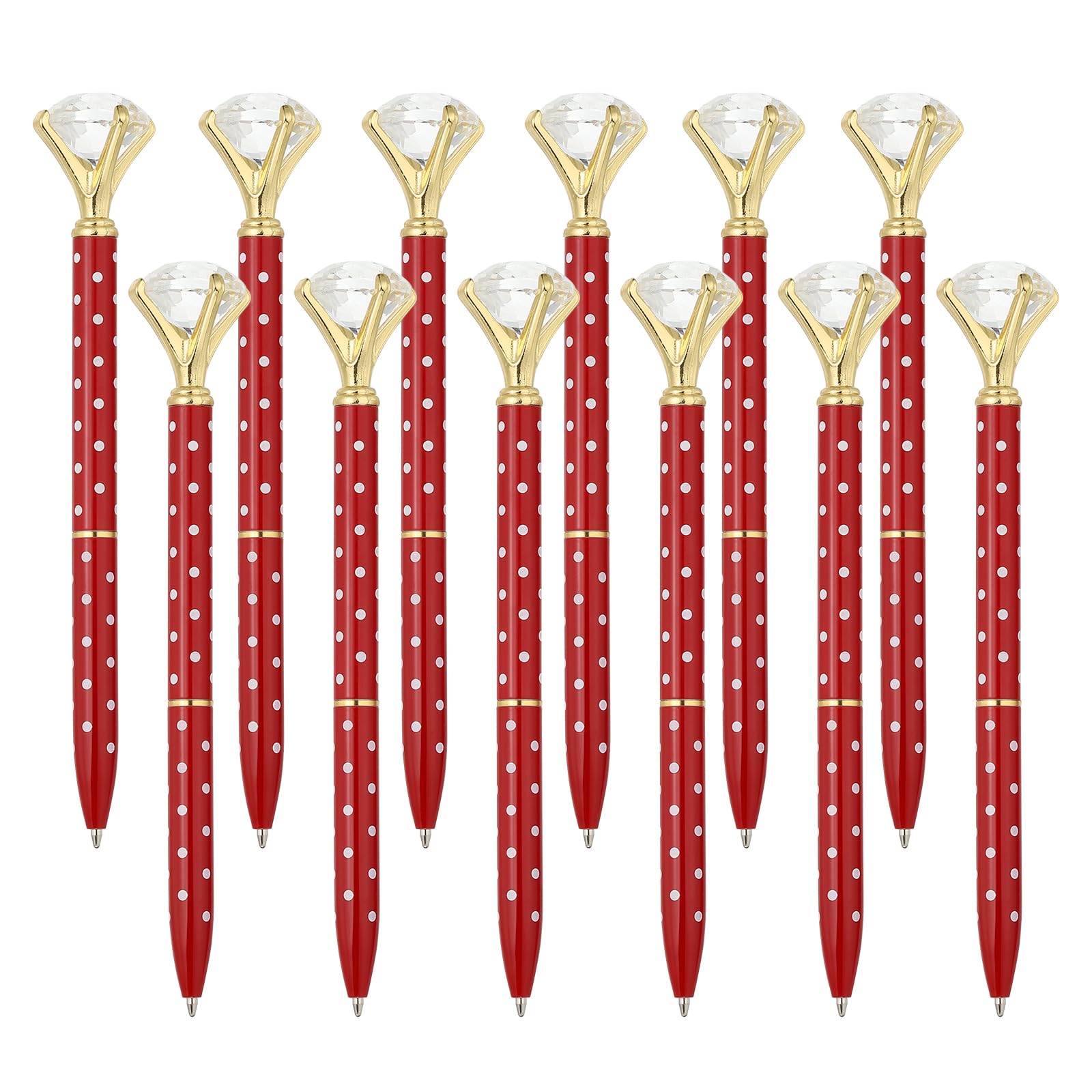 PATIKIL Black Ink Ballpoint Pen, 12 Pack Crystal Diamond Twist Metal Pen 1.0mm Medium Point for Note Taking Journaling, Dark Red