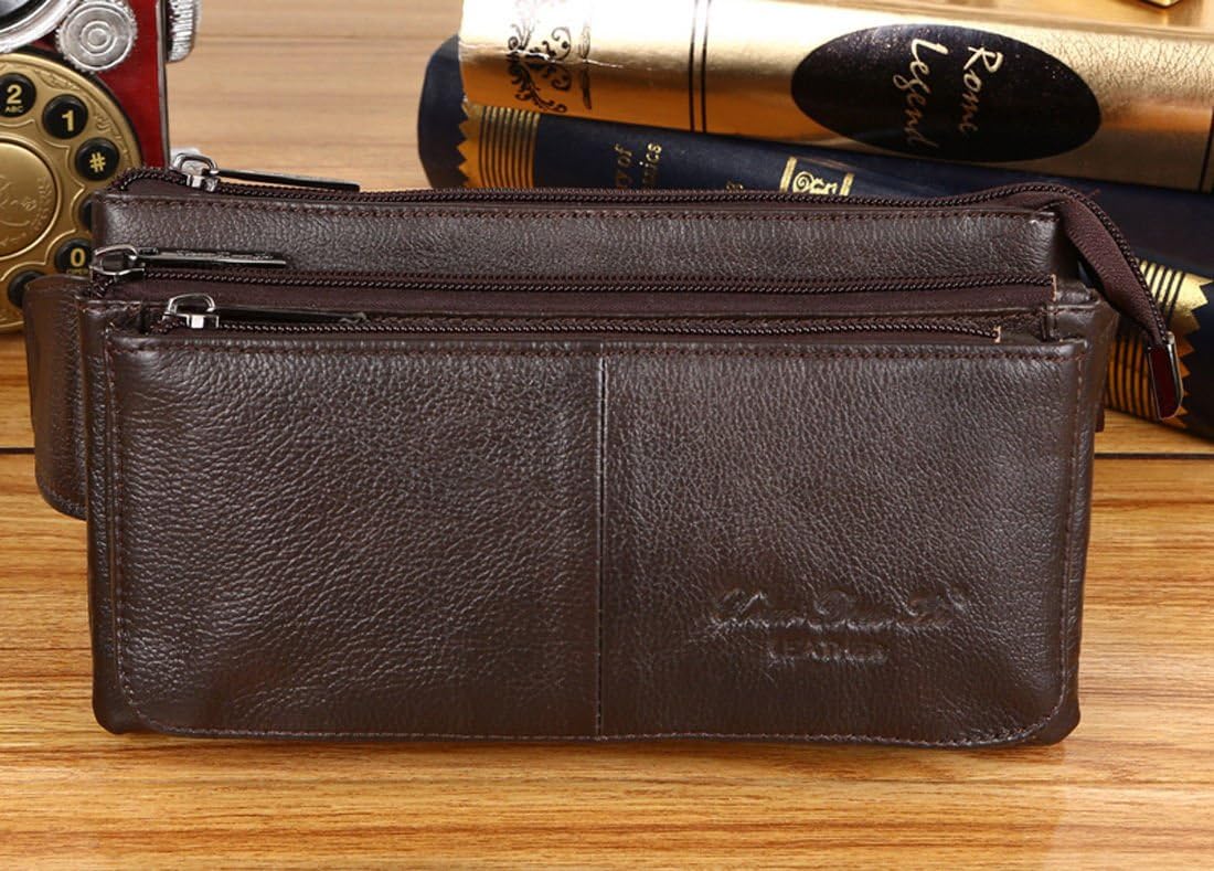 Leather Fanny Pack Waist Bag for Men Women Outdoor Travel Hunting Hiking Camping Hip Bum Belt Cell Phone Purse Wallet Pouch Coffee - Image 3