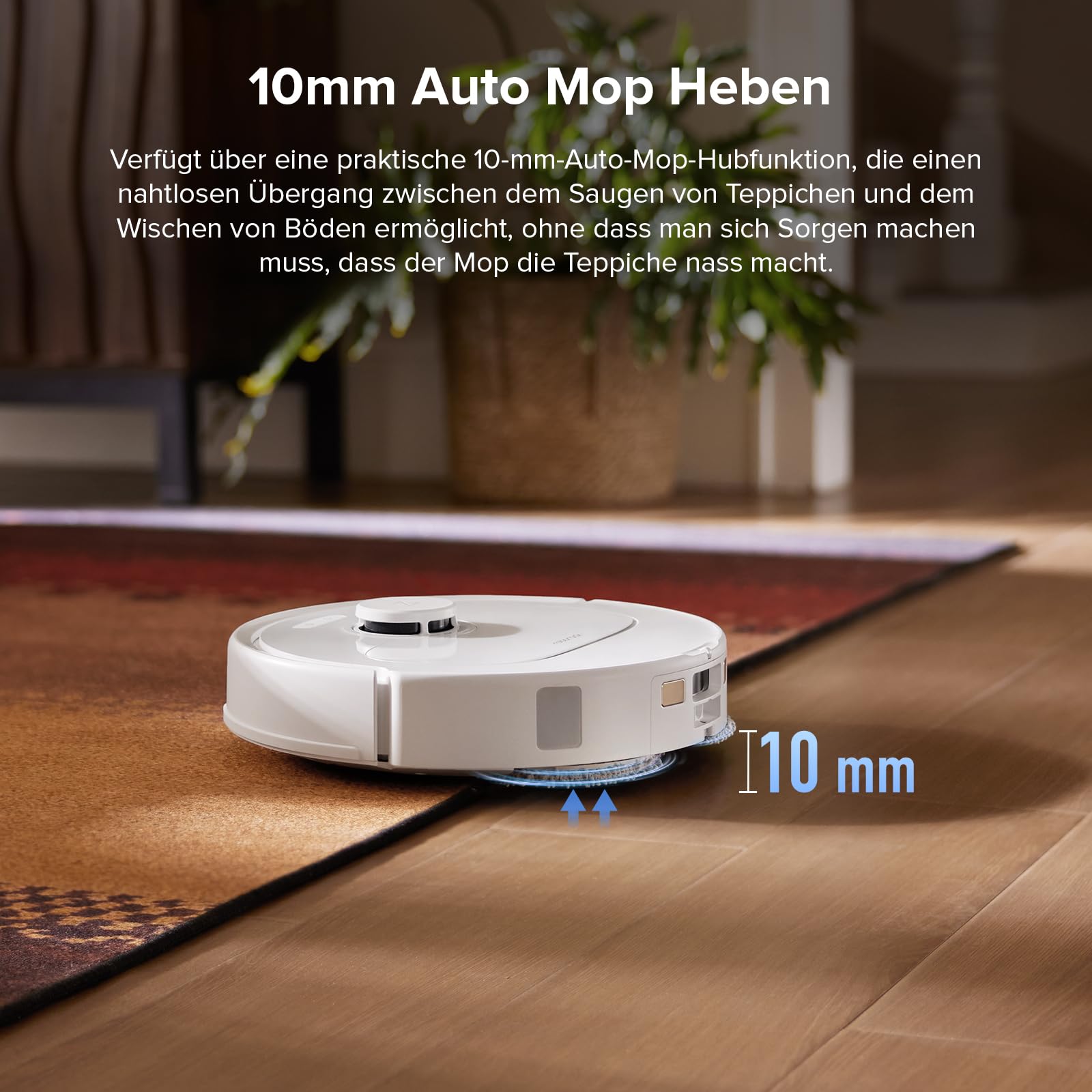 roborock QV 35S Saugroboter mit Wischfunktion, 10.000 Pa HyperForce Saugkraft, Anti-Tangle-Bürsten, Anhebbare Schleudermopps, Intelligente Hindernisvermeidung, Multifunktions-Dockingstation (Weiß)