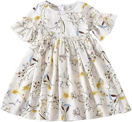 Lianmengmvp Enfant En Bas Age Bebe Fille Ete Manches Courtes Fleuri Fronce Jupe Fleur Robes De Princesse Vetements Decontractes 3 7ans Amazon Fr Cuisine Maison