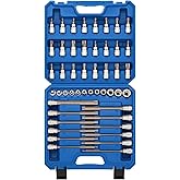 CASOMAN 48-Piece 3/8" Drive Master Torx Bit Socket and External Torx Socket Set, 6-Inch Extra Long, CR-V & S2 Steel