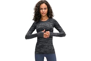LUYAA Women's Workout Tops Long Sleeve Shirts Yoga Sports Breathable Gym Athletic Top Slim Fit
