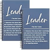 WHLBHG Leader Gift Spiral Journal Leader Definition Gift Leader Appreciation 2Pcs Lined Spiral Notebook Mentor Gift Boss Journal Notebook for Women Men(Spiral-2Pcs Leader)