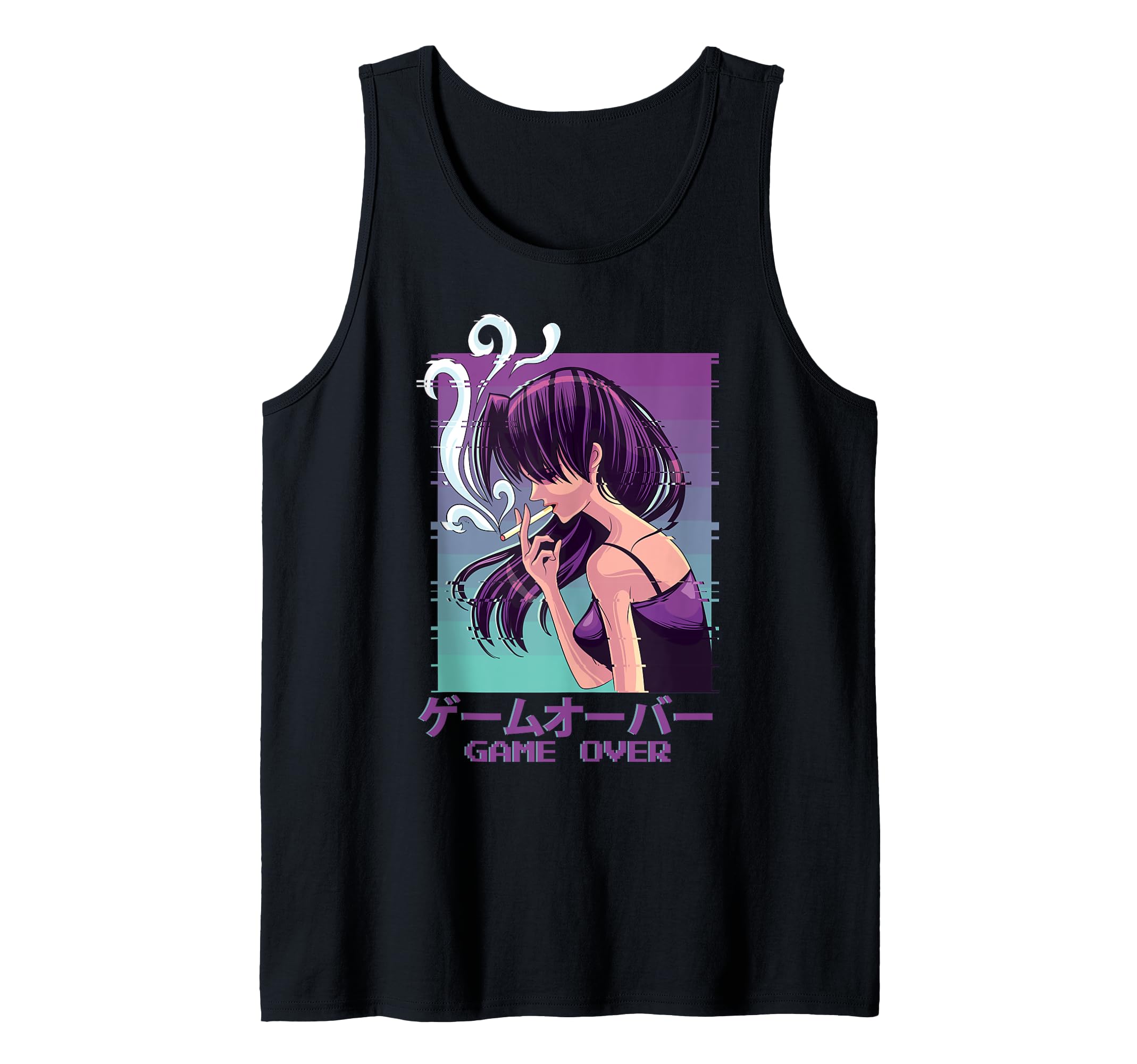 Japanese Vaporwave Sad Anime Girl Game Over Aesthetic Tank Top