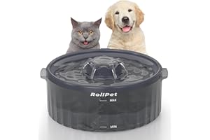 Roilpet Dog Water Fountain for Large Dogs, 6L/211oz/1.6Gal Pet Water Fountain Dispenser with Triple Filtration, Ultra-Quiet Pump/LED Shortage Reminder for Cat, Dog, Multiple Pets, Grey