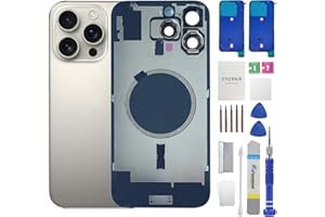 ZNZHKR 16 Pro Back Glass Replacement with Metal Camera Frame &Magnet for iPhone 16 pro (6.1-inch Natural Titanium) & Includes Replacement Tools