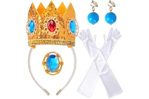 Goenb 4PCS Princess Crown, Princess Costume Accessories Crown Brooch Gloves Earrings for Women Adult