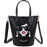 ENJOININ Novelty 3D Lady Face Purse Top Handle Satchel Handbags Clutch Purse for Women Unique Shoulder Bags