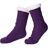 SDBING Women's Winter Super Soft Warm Cozy Fleece Lined Fuzzy Slipper Socks with Grippers