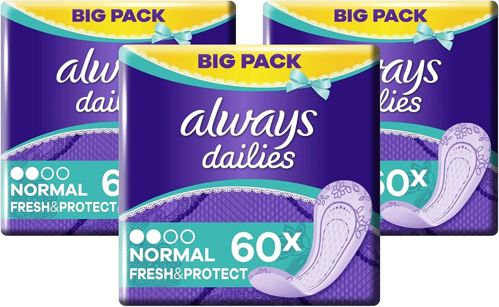 Always Dailies Fresh & Protect Normal Pantyliners 60 Per Pack (3 Pack)