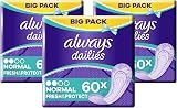Always Dailies Fresh & Protect Normal Pantyliners 60 Per Pack (3 Pack)