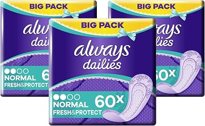 Always Dailies Fresh & Protect Normal Pantyliners 60 Per Pack (3 Pack)