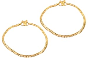 JEWAR MANDI JewarHaat CZ Ad Gold Plated Indian Anklets for Women and Girls