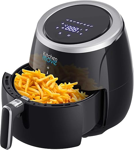 Amazon De Kitchen Move Elektrische Fritteuse Ohne Ol Heissluftfritteuse 6 4 L Hohe Kapazitat Storm 00 W Schnelles Kochen Lcd Touchscreen Multifunktional Mit 8 Programmen Rezept 6 4 L Schwarz