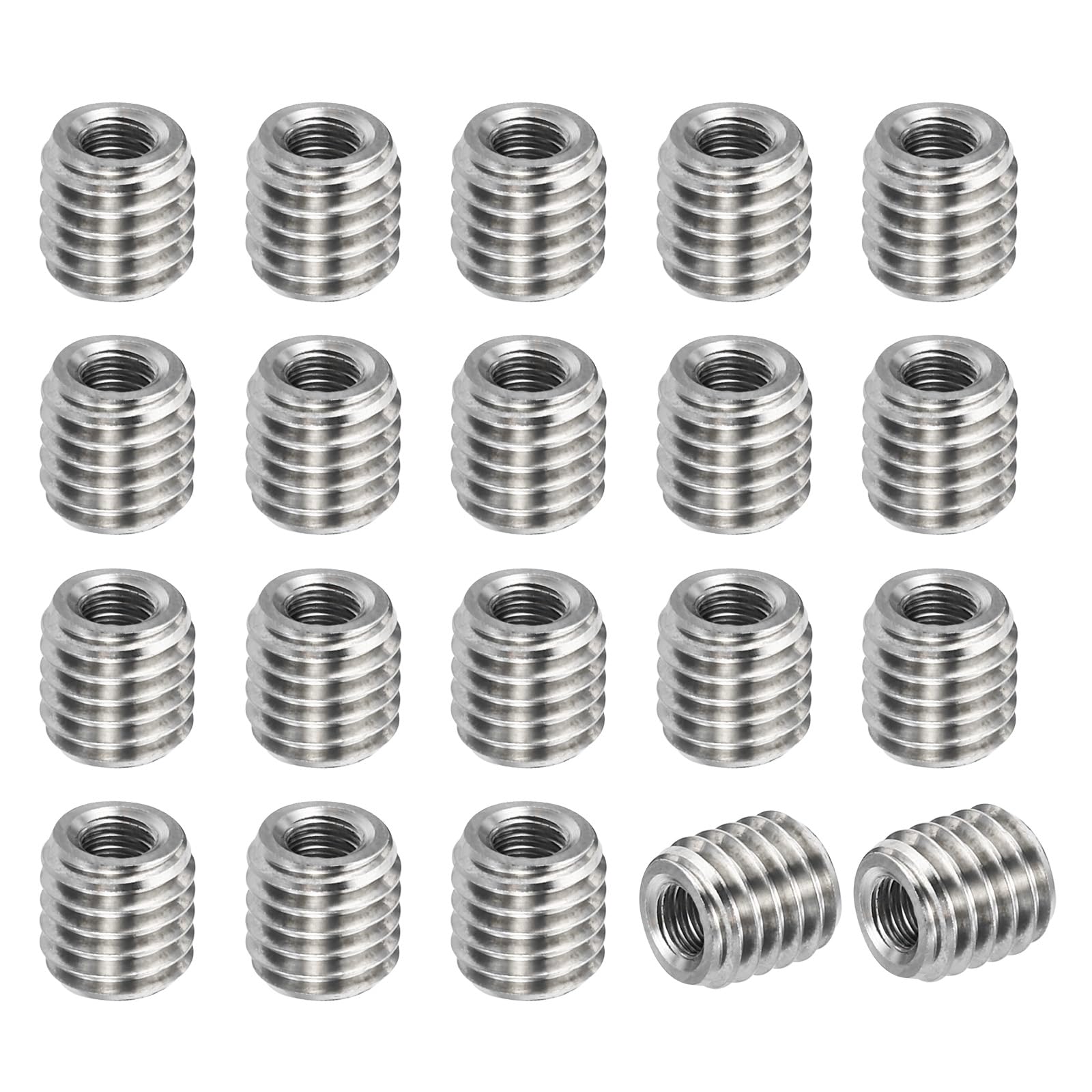 PATIKIL 304 Stainless Steel Thread Adapters Sleeve Reducing Nut, 20 Pcs M8x1.25 Male to M4x0.7 Female Repair Insert Nut Screw Reducer 8mm
