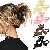CURASA Bow Hair Clips 4PCS Large Strong Hold Non Slip Claw Clips, Pink Elegant Coquette Matte Hair Accessories for Women Girls Thick Hair